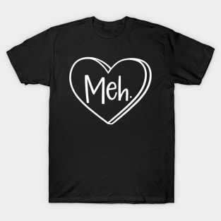 Meh Heart Pocket Funny Anti Valentines Day Single Womens Men T-Shirt